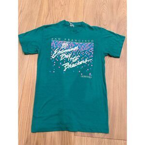 Vintage 1985 Bay to Breakers san francisco Graphic TShirt Teal Unisex M marathon